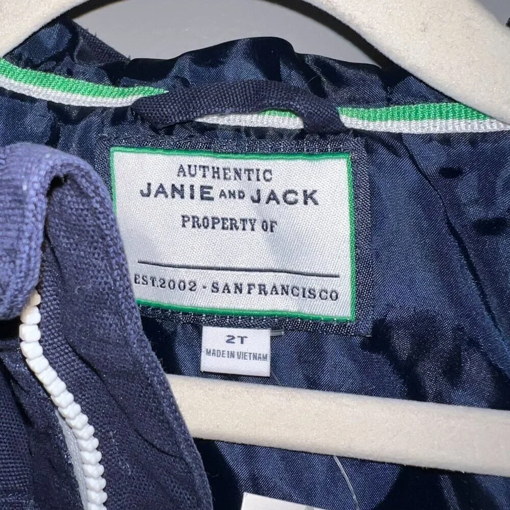 NWT Janie and Jack Hooded Canvas Jacket Navy Size 2T
